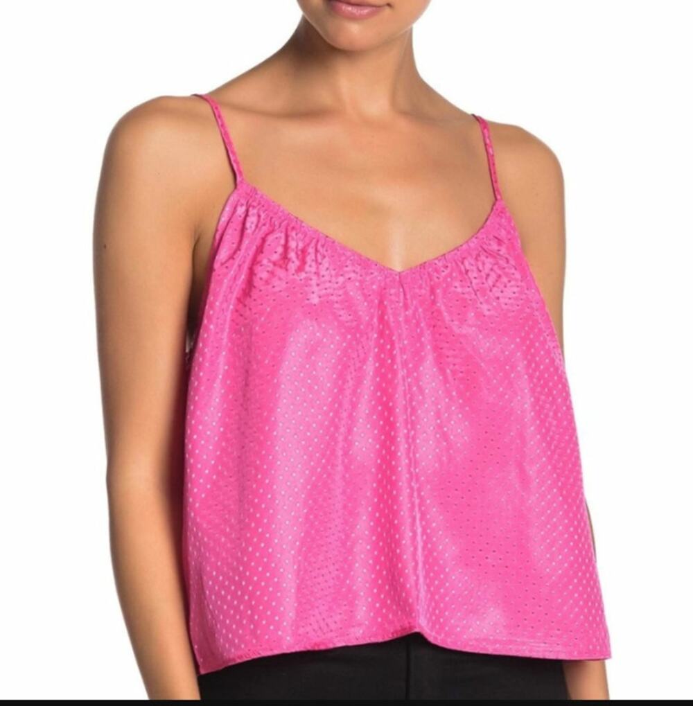 NSR Women's Lisa Dotted Crop Tank Top Camisole Pink Size Large NEW adjustable